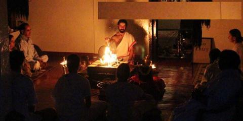 Morning Prayers and Yagna at the Ashram